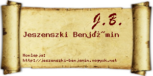 Jeszenszki Benjámin névjegykártya